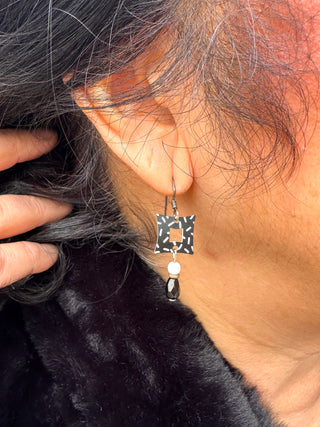 Lemon Tree Black Square Sprinkle Earrings