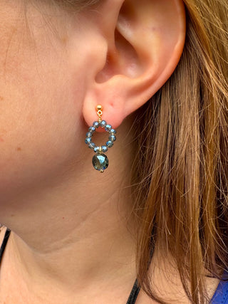 Light Blue Drop Beaded Earrings