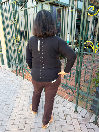 Charlie B Cuffed Hem Twill Jeans in Coffee