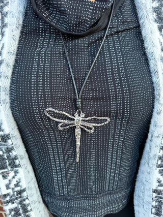 Wide Silver Dragonfly Necklace