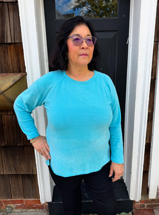 Lulu B Clear Turquoise Chenille Sweater