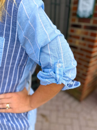 Coastal Mix Chambray Shirt Dress