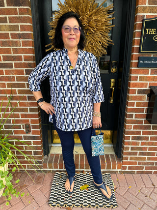 Lulu B Neutral Mosaic Button Tunic