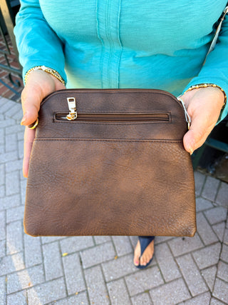 Tara 2 Tone Crossbody/Wristlet-Cocoa Pearl