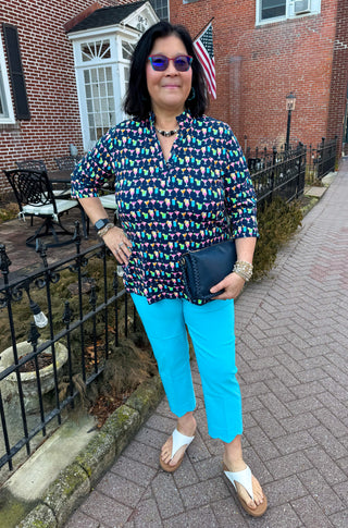 Lulu B Multicolor Cocktails Button Tunic