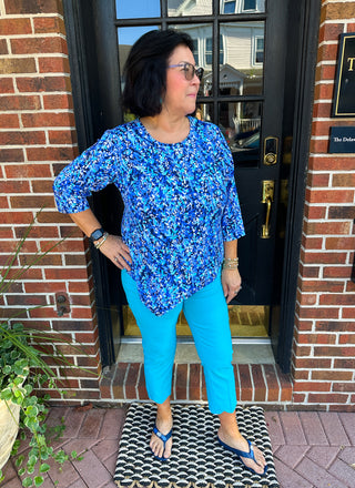 Lulu B Bangladine Clear Turquoise Scallop Capri