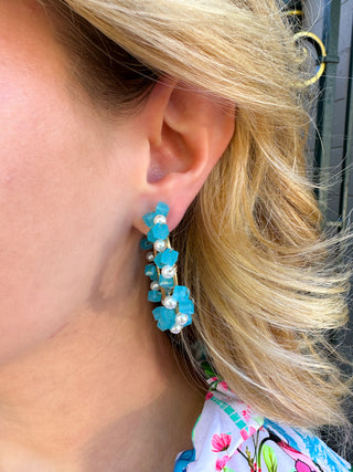 Turquoise Rock Candy Hoop Earrings
