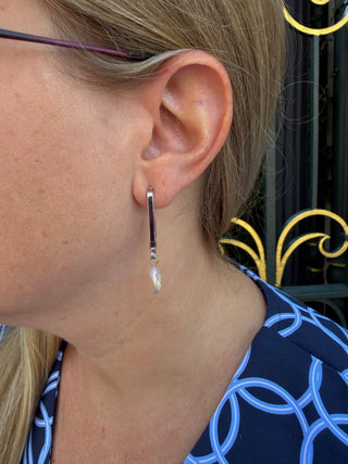 Silver Link with Pearl Earrings
