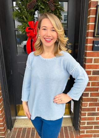 Lulu B Periwinkle Embroidered Sweater