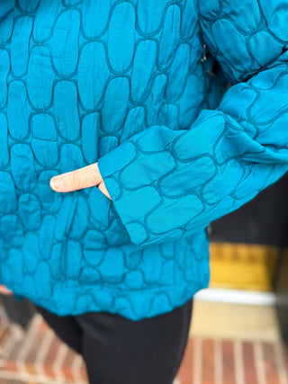 Olivia by Habitat Quilted Asymmetrical Stand Collar Jacket Teal