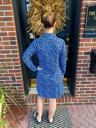 Lulu B Periwinkle Giraffe Long Sleeve Quarter Zip Dress