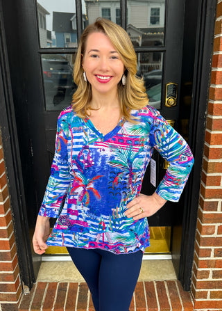 Tango Mango Palm Harbor V-Neck Tulip Hem Top