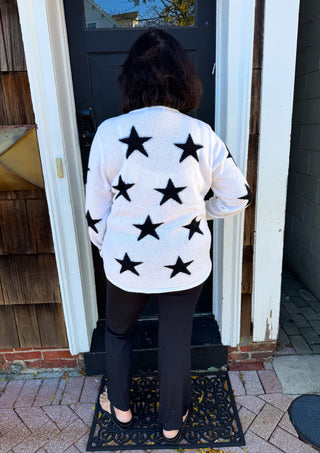 Lulu B Cozy White Stars Sweater