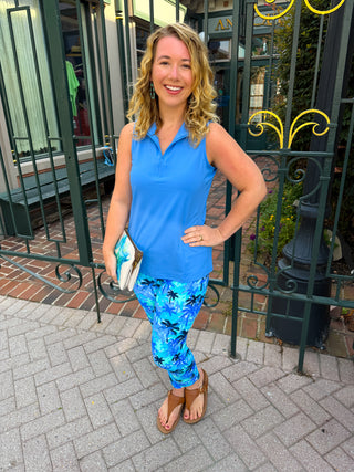 Lulu B Bright Periwinkle Sleeveless Zip Top