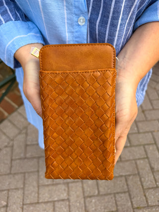 Tan Woven Double Duty Phone Bag