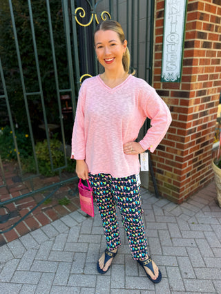 Lulu B Seaglass Pink Lightweight Sweater