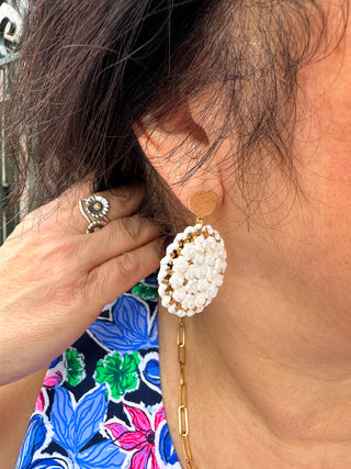 White Circle Earrings
