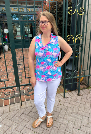 Lulu B Jellyfish Ruffle V-Neck Tank