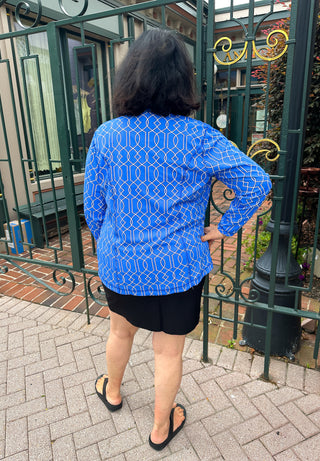 Lulu B Bright Periwinkle Lattice Basic Tank