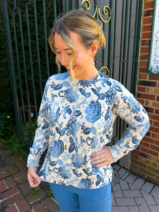 Charlie B Printed Side Button Sweater in Velora