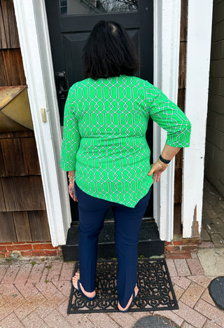 Lulu B Clear Kelly Lattice Asymmetrical Scoop Neck Top