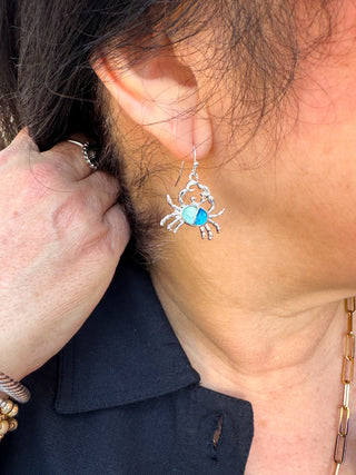Two Blue Crab Earrings
