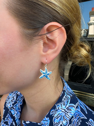 Blue Starfish Earrings