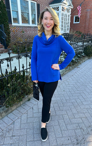Lulu B Sapphire Button Cowl Neck Tunic