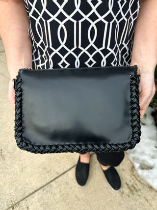 Judith Vegan Whipstitch Shoulder Bag - Black