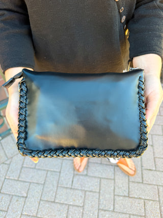 Judith Vegan Whipstitch Shoulder Bag - Black