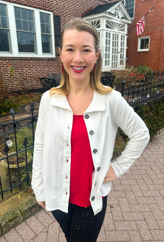 Lulu B Cream Button Down Jacket Top