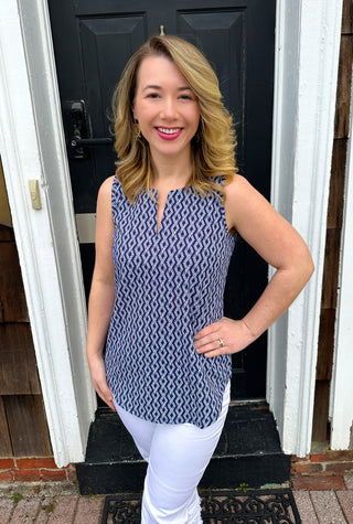 Lulu B Navy Harbor Rope Sleeveless Keyhole Top