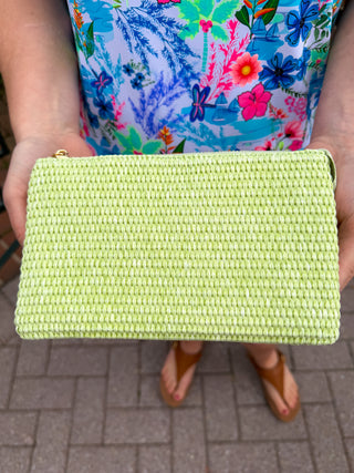 RILEY STRAW LIGHT GREEN CROSSBODY HANDBAG