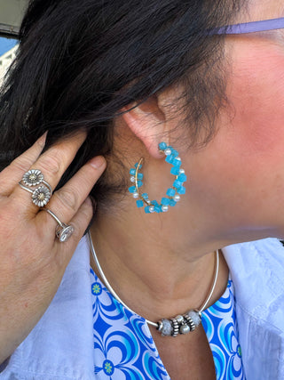 Turquoise Rock Candy Hoop Earrings
