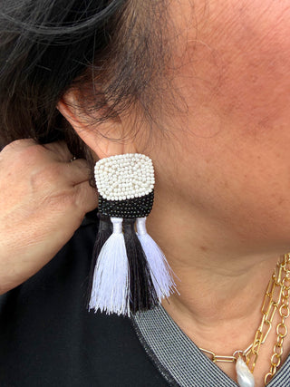 Black and White Statement Earrings