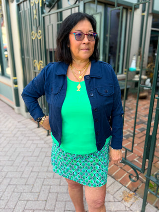 Tango Mango Stretch Linen Jacket Navy