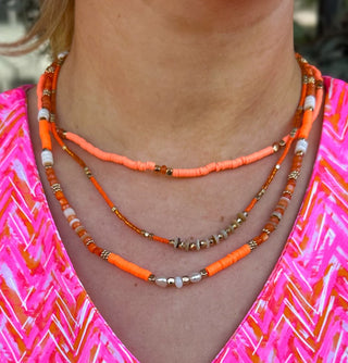 Orange Multi Strand Necklace