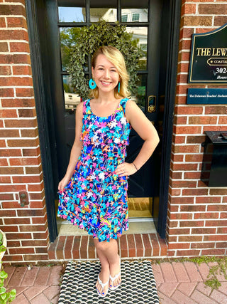 neon floral dress Shameika Floral Bayou One Shoulder Dress Neon Orange & Pink
