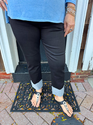 Lulu B Black Rhinestone Cuff Pull on Jean