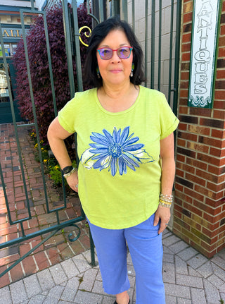 Escape by Habitat Kiwi Sunflower Cuff Sleeve Tee