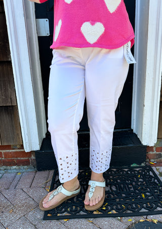 Lulu B White Denim Sparkle Flower Capri
