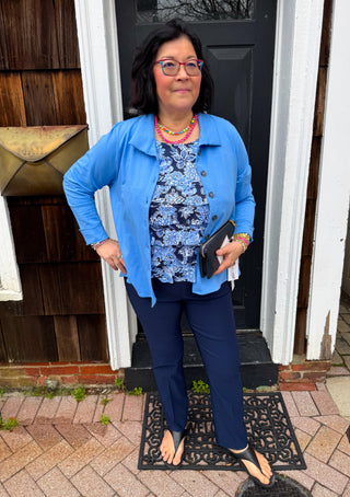 Beachtime by Lulu B Cha Cha Tank Navy Hibiscus