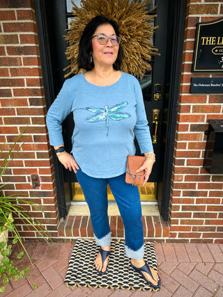 Escape by Habitat Indigo Dragonflies High Low Cotton Tee