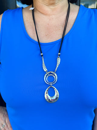 Hammered Silver Drop Necklace