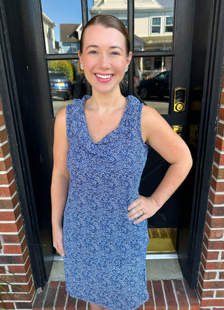 Lulu B Blue Animal Print Ruffle V-Neck Tank