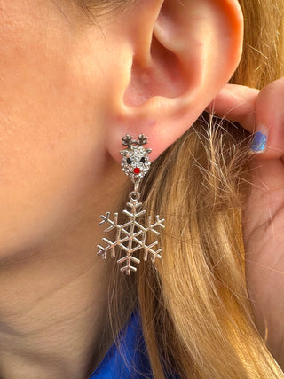 Reindeer Snowflake Earrings