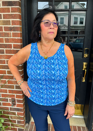 Lulu B Blue Chevron Basic Tank
