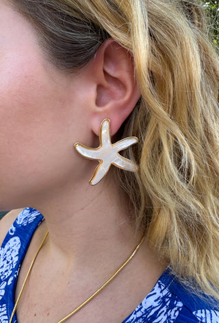 Lisi Lerch White Acrylic Starfish Earrings