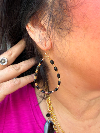 Black Beaded Teardrop Earrings