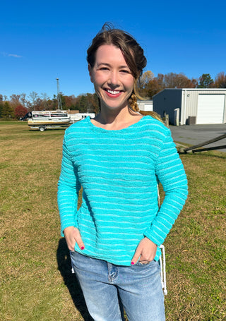 Escape by Habitat Striped Turquoise Terry Pullover